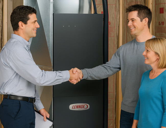 a couple and an agent shaking hands