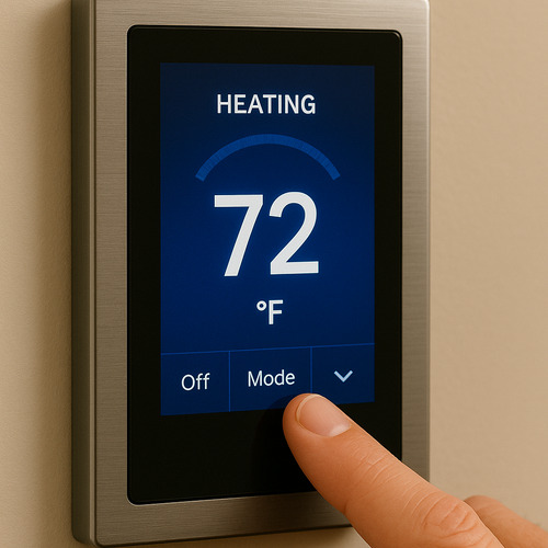 a closeup of a smart thermostat